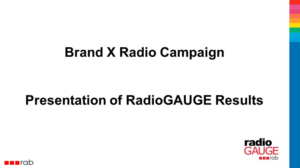 Brand X Radio Campaign Presentation of RadioGAUGE Results