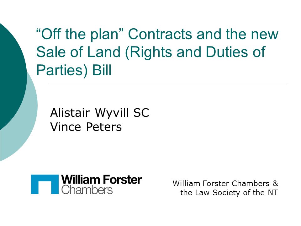 off the plan contracts and the new sale of land rights and duties