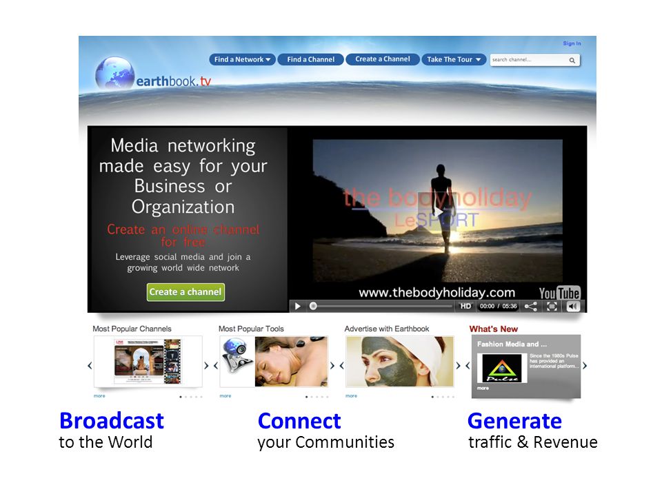 Broadcast Connect Generate to the Worldyour Communities traffic & Revenue