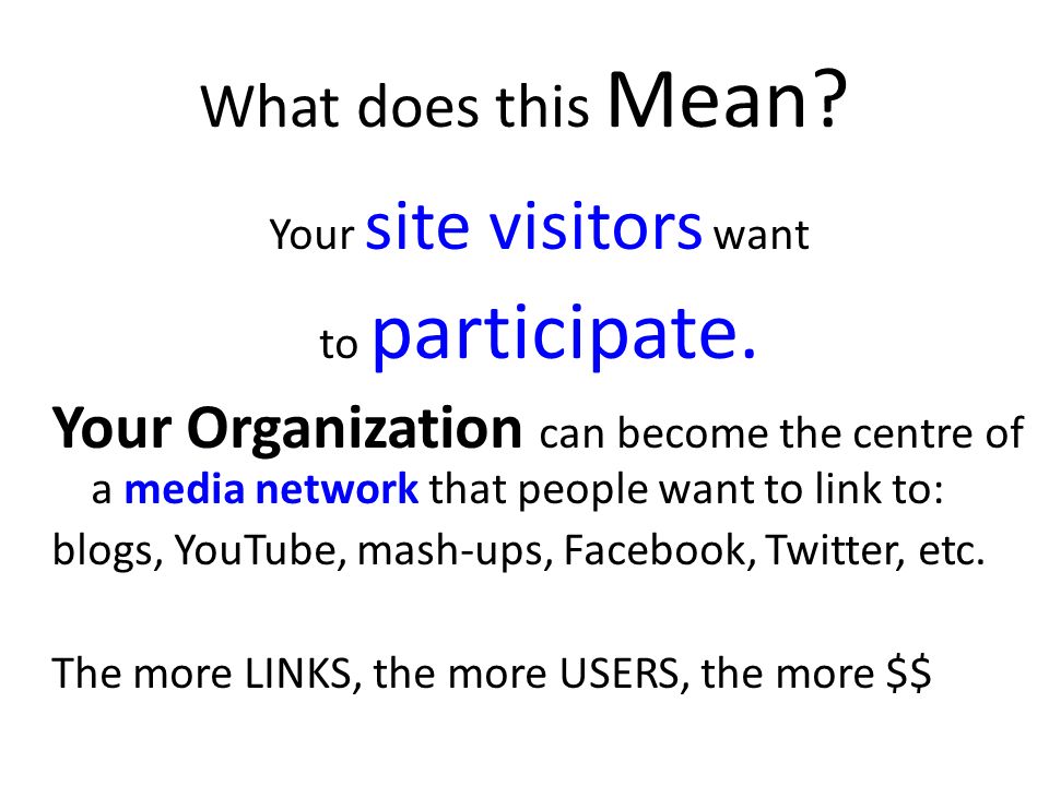 What does this Mean. Your site visitors want to participate.