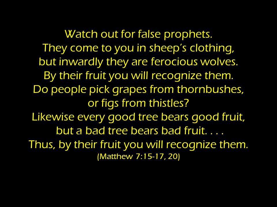 Watch out for false prophets.