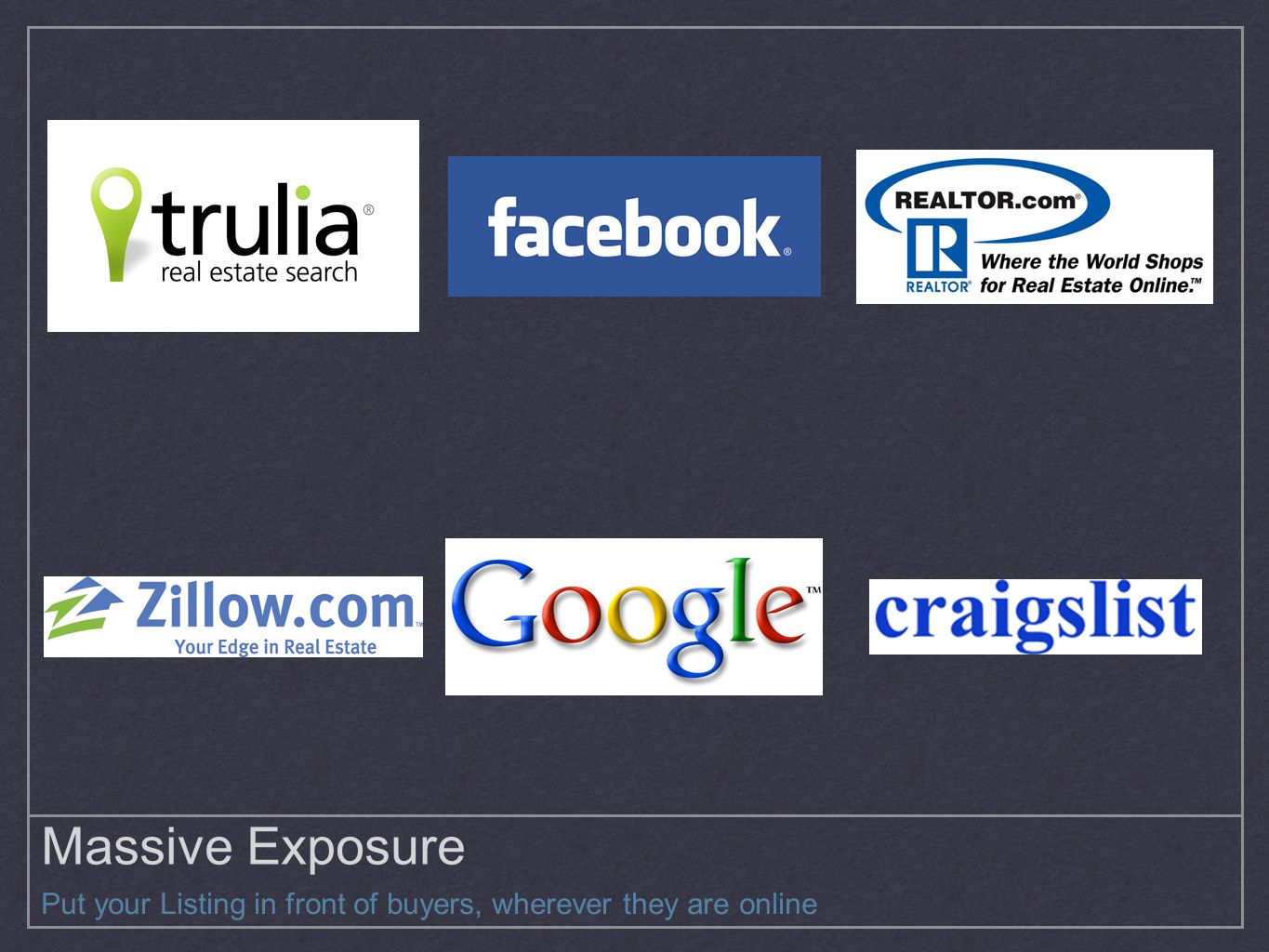 Massive Exposure Put your Listing in front of buyers, wherever they are online