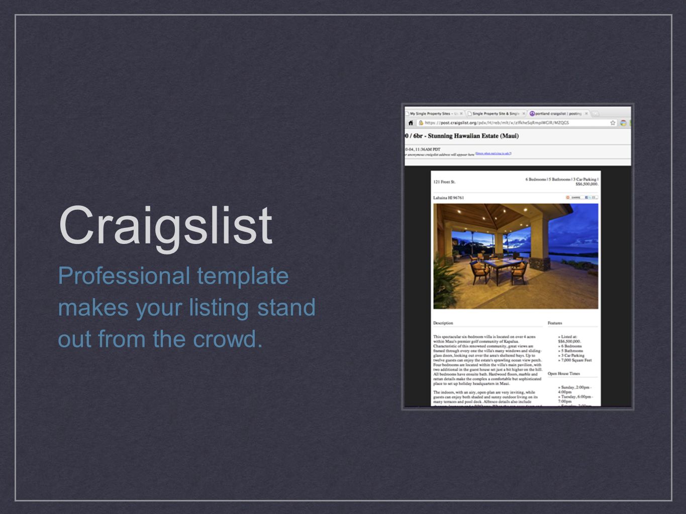 Craigslist Professional template makes your listing stand out from the crowd.