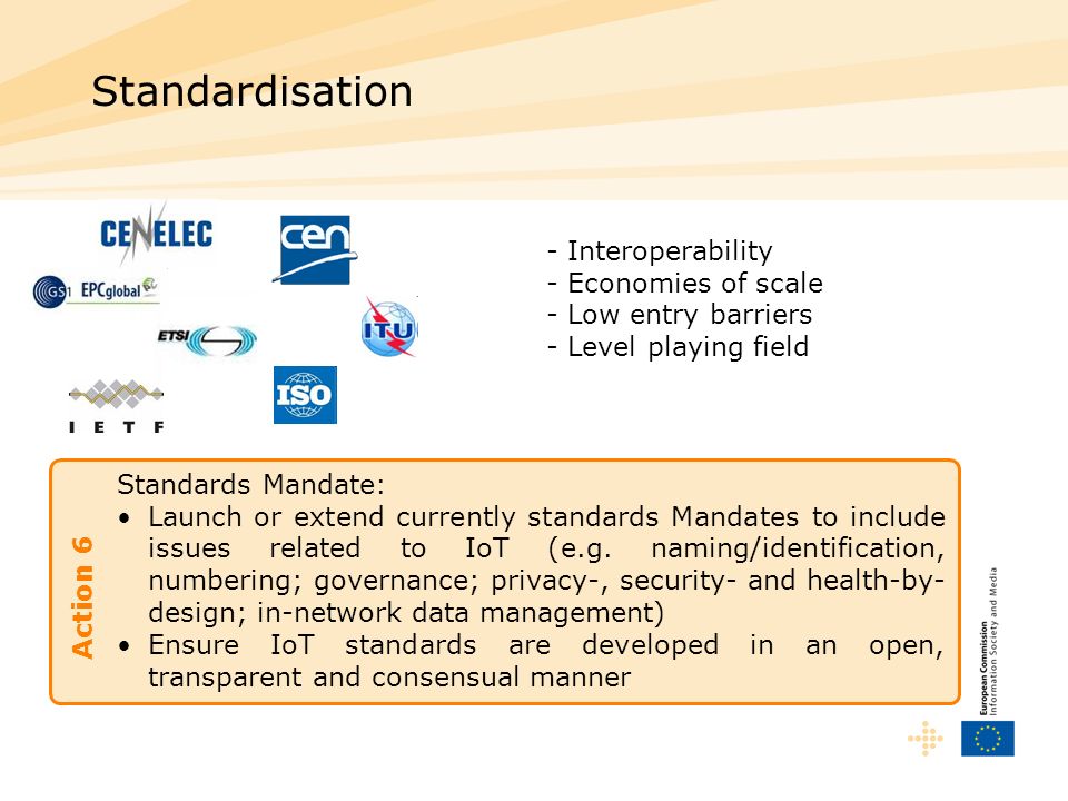Standards Mandate: Launch or extend currently standards Mandates to include issues related to IoT (e.g.