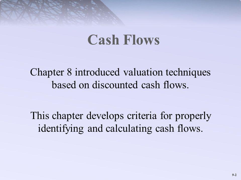 9-2 Cash Flows Chapter 8 introduced valuation techniques based on discounted cash flows.