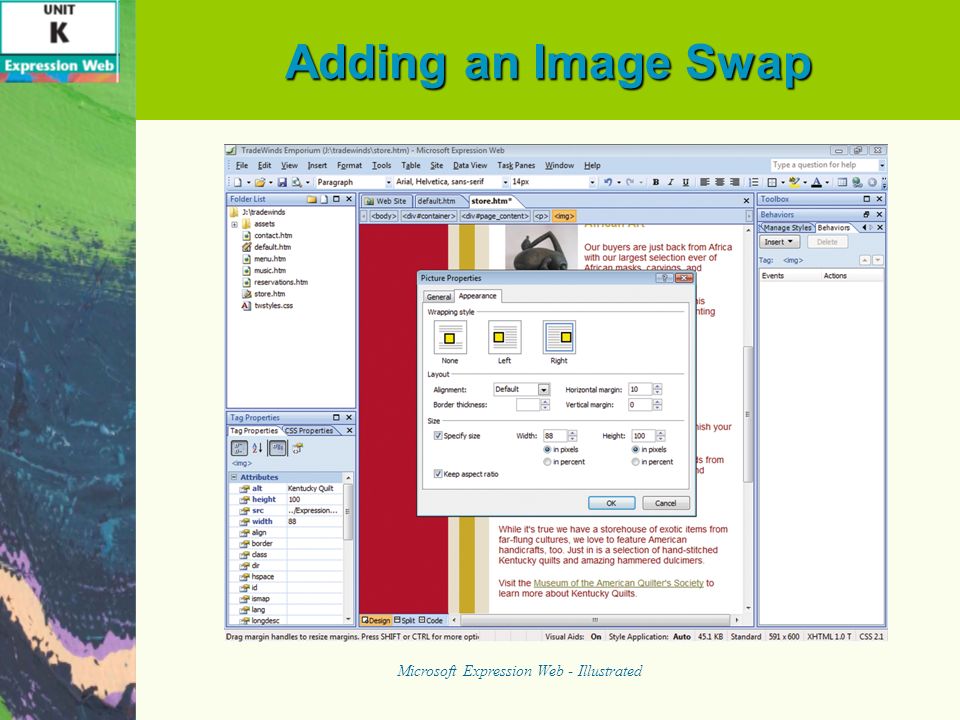 Adding an Image Swap Microsoft Expression Web - Illustrated