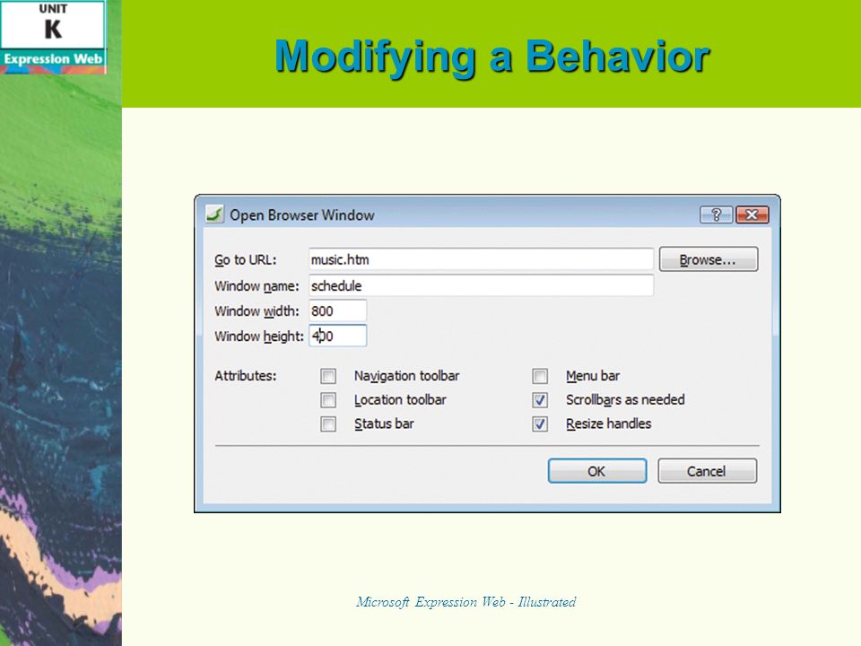 Modifying a Behavior Microsoft Expression Web - Illustrated
