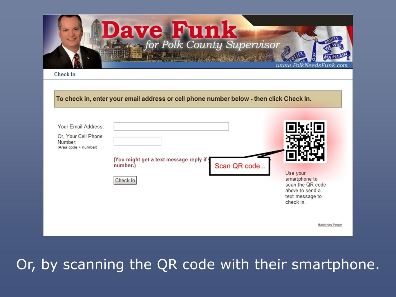 Or, by scanning the QR code with their smartphone.