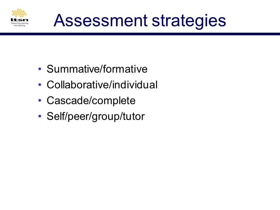 Assessment Its expected To enable student progression To facilitate students choice of options To diagnose learner problems To diagnose teacher problems To motivate students To provide course statistics To enable grading and degree classification To add variety to the student learning experience