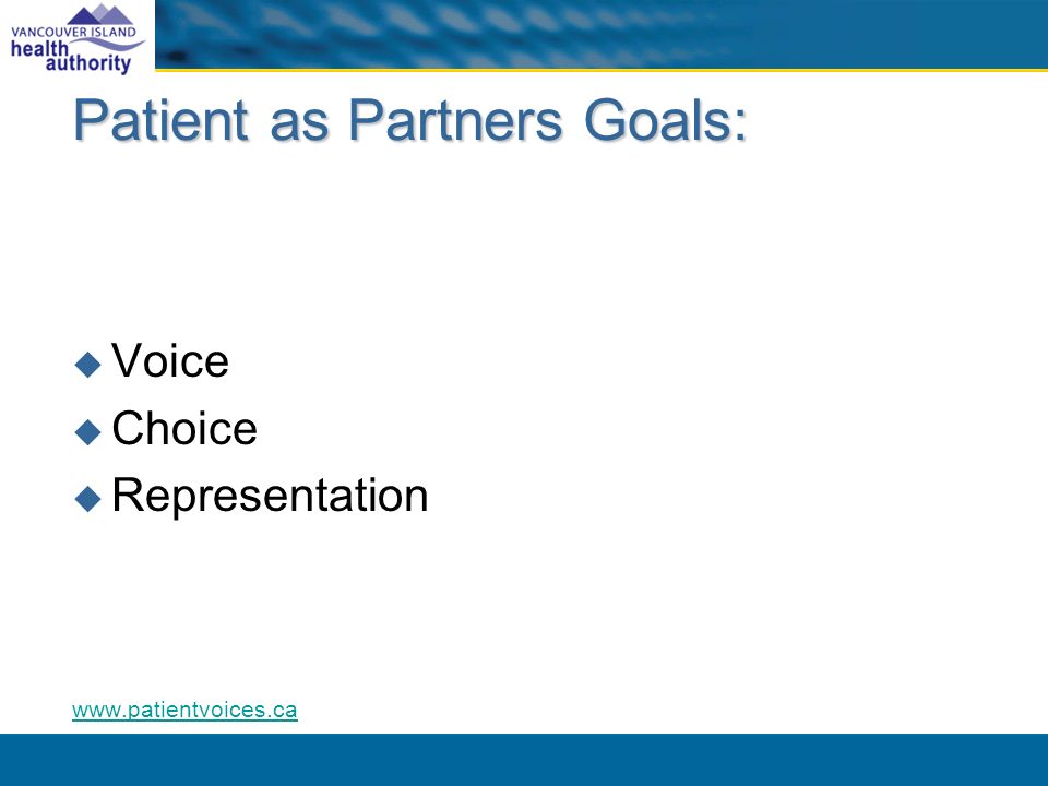 Patient as Partners Goals: Voice Choice Representation