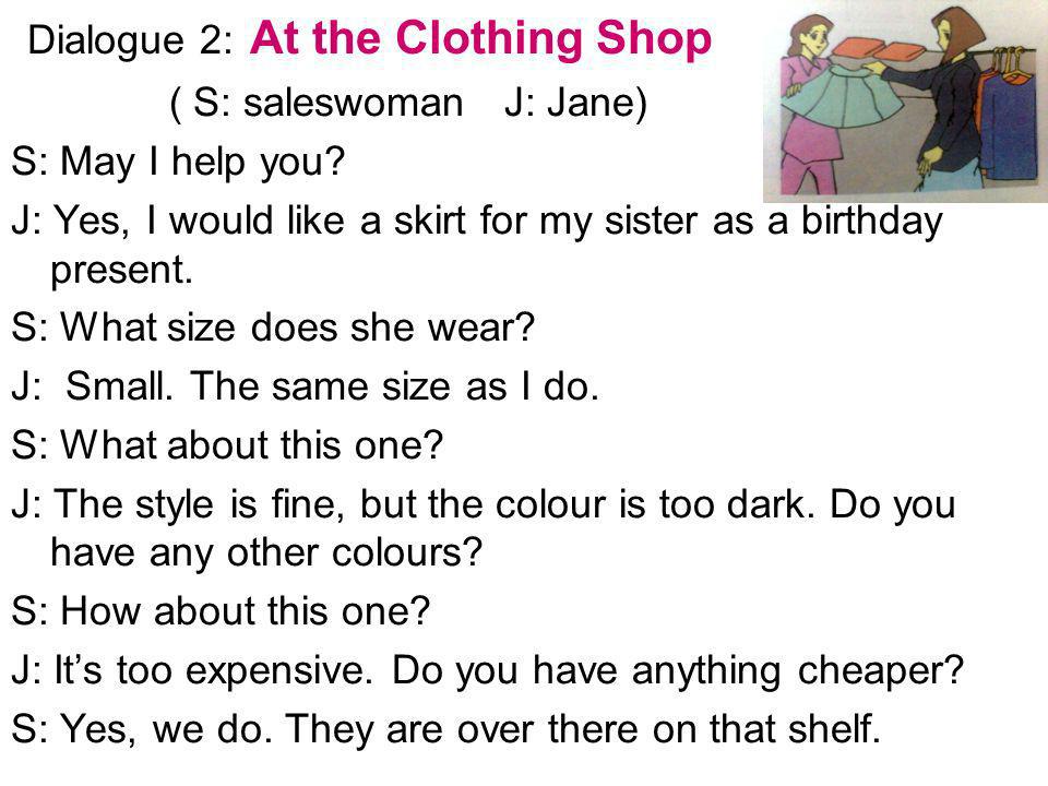 Complete the shopping dialogue