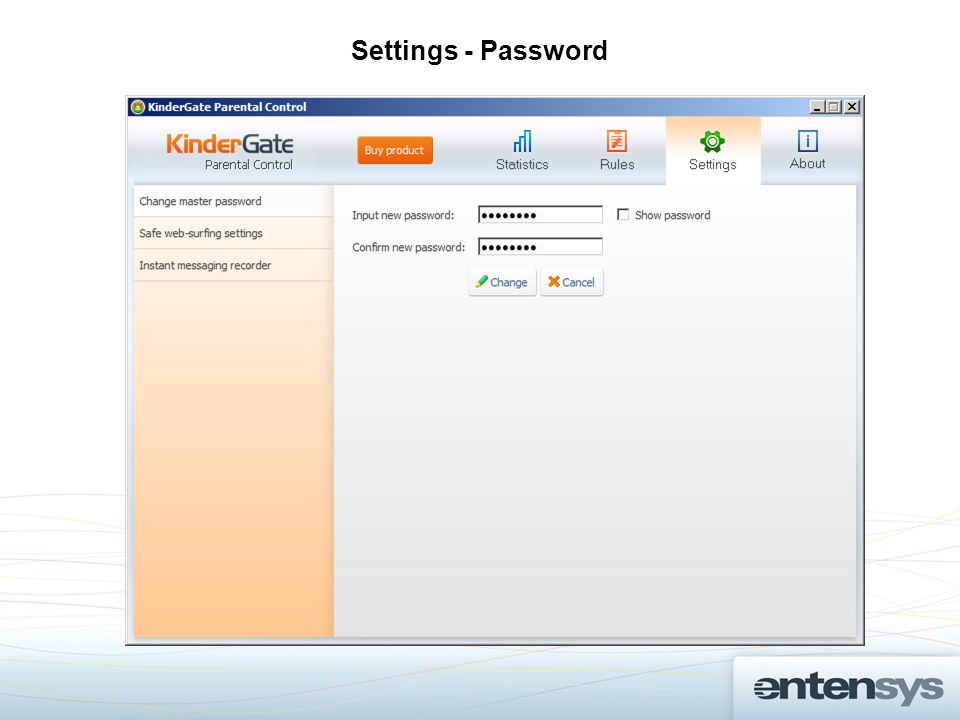 Settings - Password
