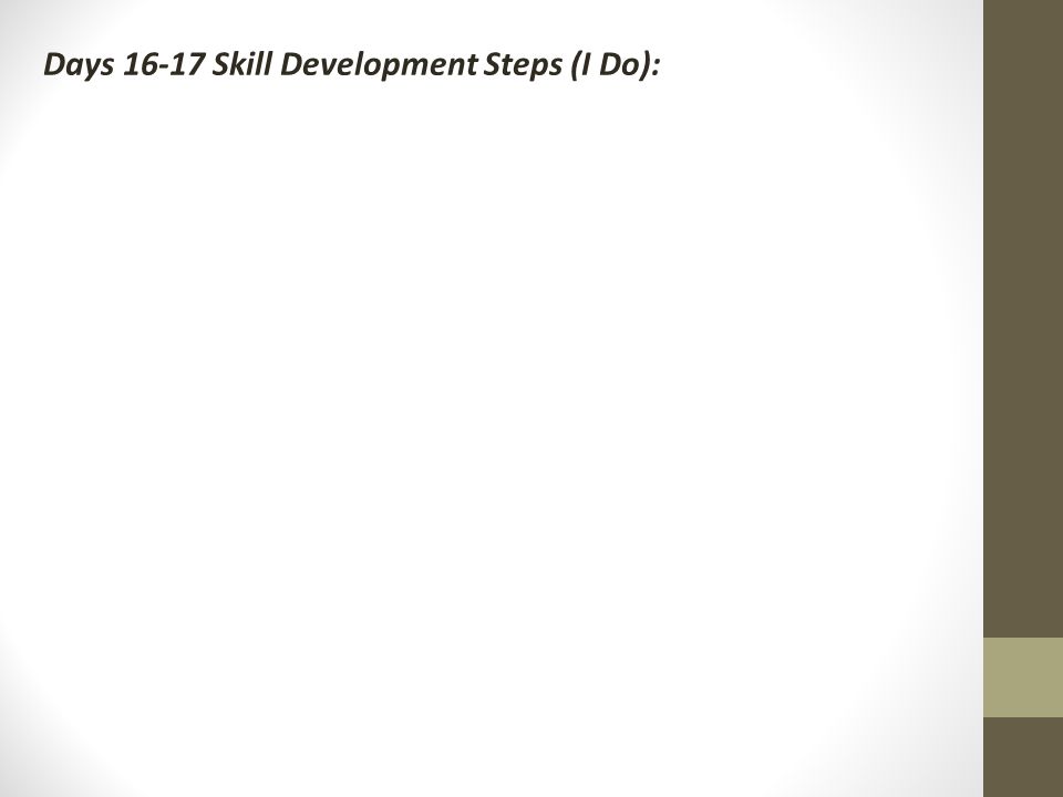 Days Skill Development Steps (I Do):