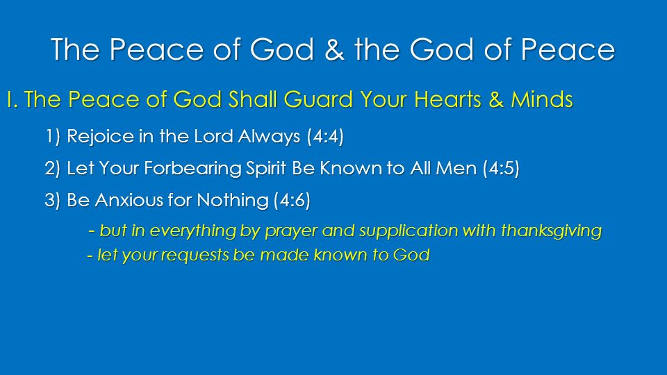 The Peace of God & the God of Peace I.