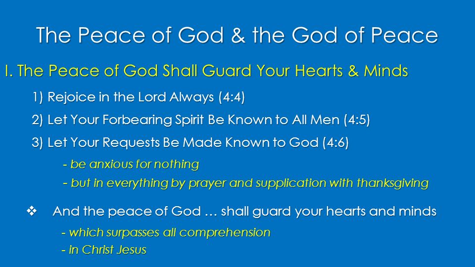 The Peace of God & the God of Peace I.