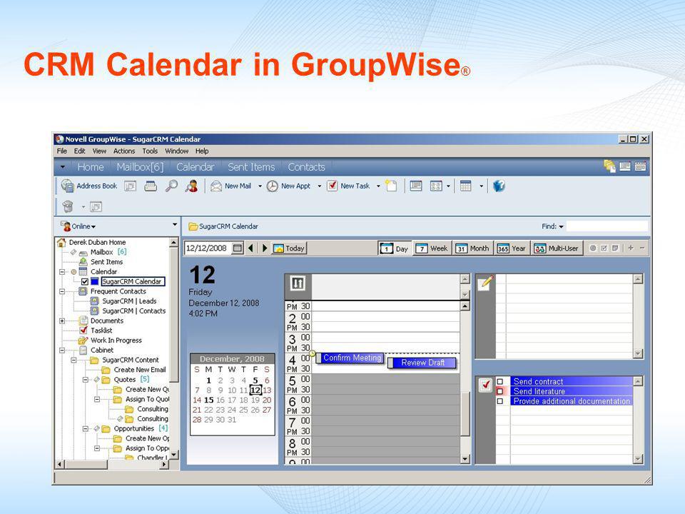 CRM Calendar in GroupWise ®