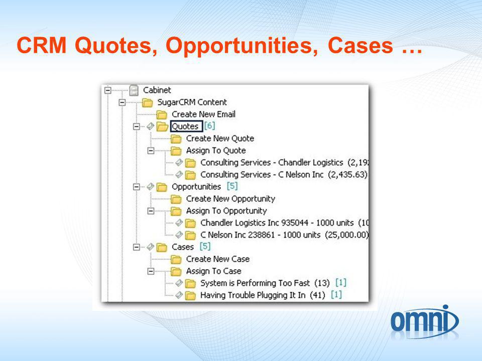 CRM Quotes, Opportunities, Cases …