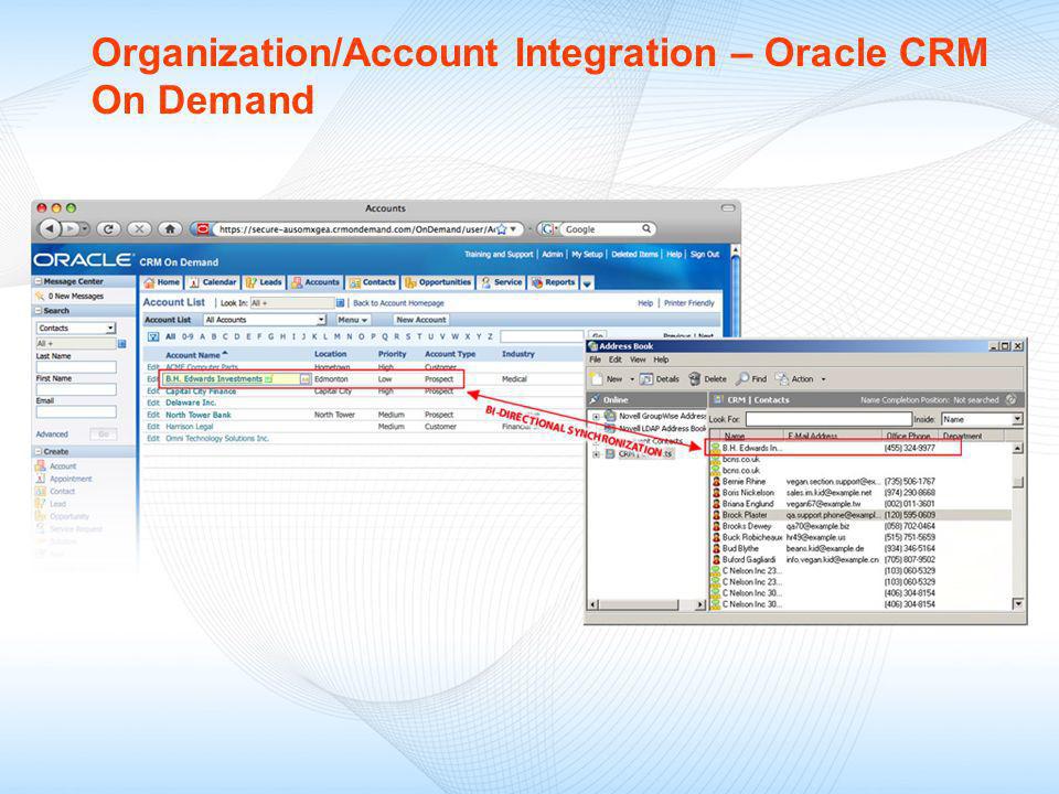 Organization/Account Integration – Oracle CRM On Demand