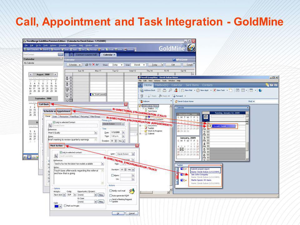 Call, Appointment and Task Integration - GoldMine