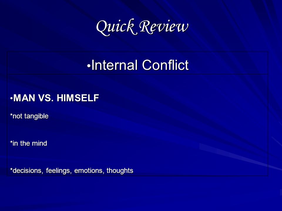 External Conflict Self-Check Question 4: A conflict cannot be categorized as man vs.