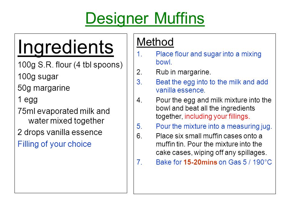 Designer Muffins Ingredients 100g S.R.