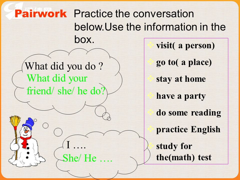 Pairwork Practice the conversation below.Use the information in the box.