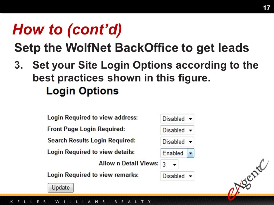17 3.Set your Site Login Options according to the best practices shown in this figure.