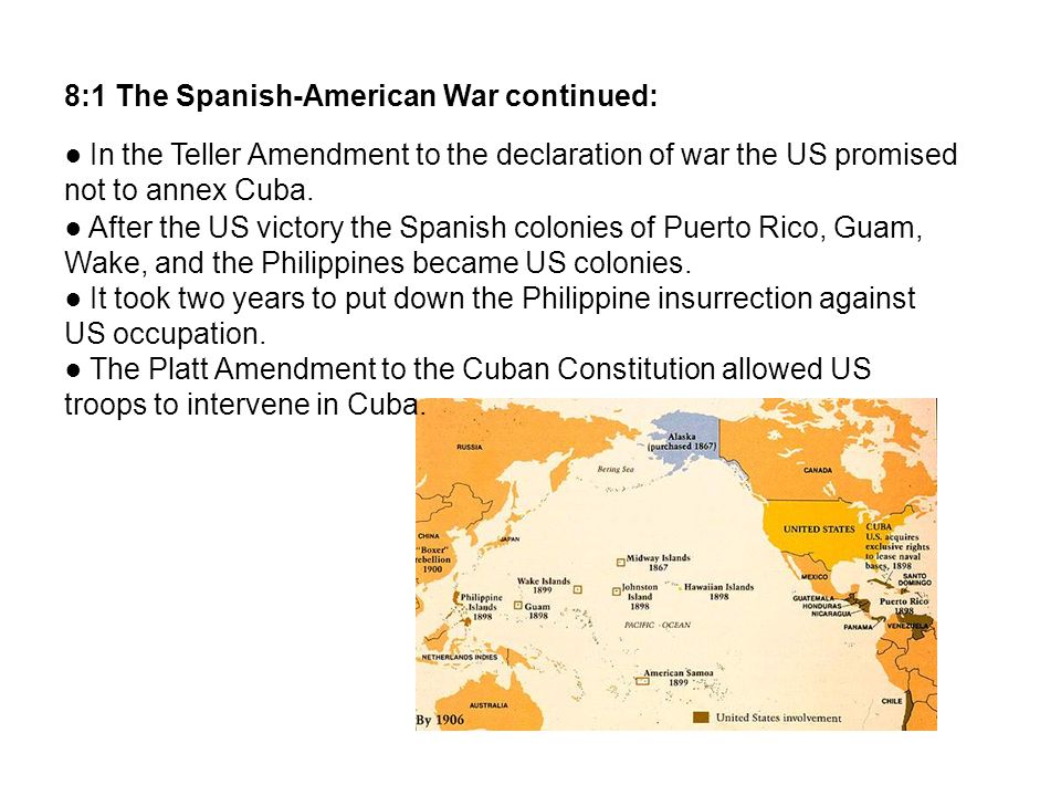 In the Teller Amendment to the declaration of war the US promised not to annex Cuba.