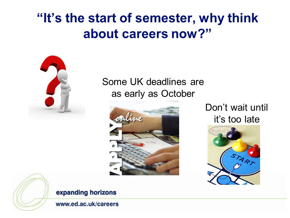 Its the start of semester, why think about careers now.