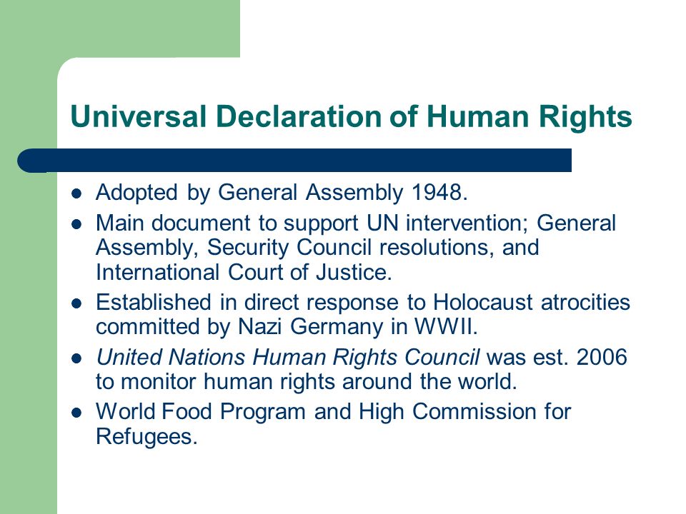 Universal Declaration of Human Rights Adopted by General Assembly 1948.