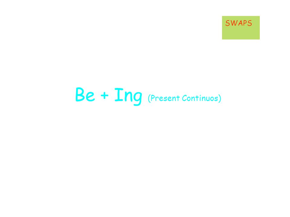 Be + Ing (Present Continuos) SWAPS