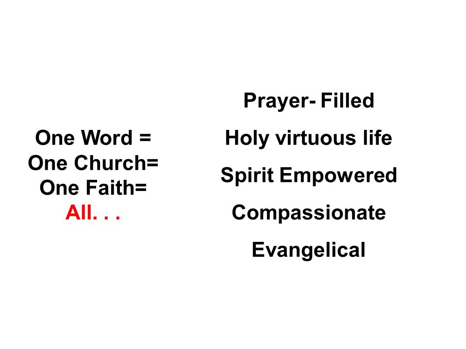 One Word = One Church= One Faith= All...