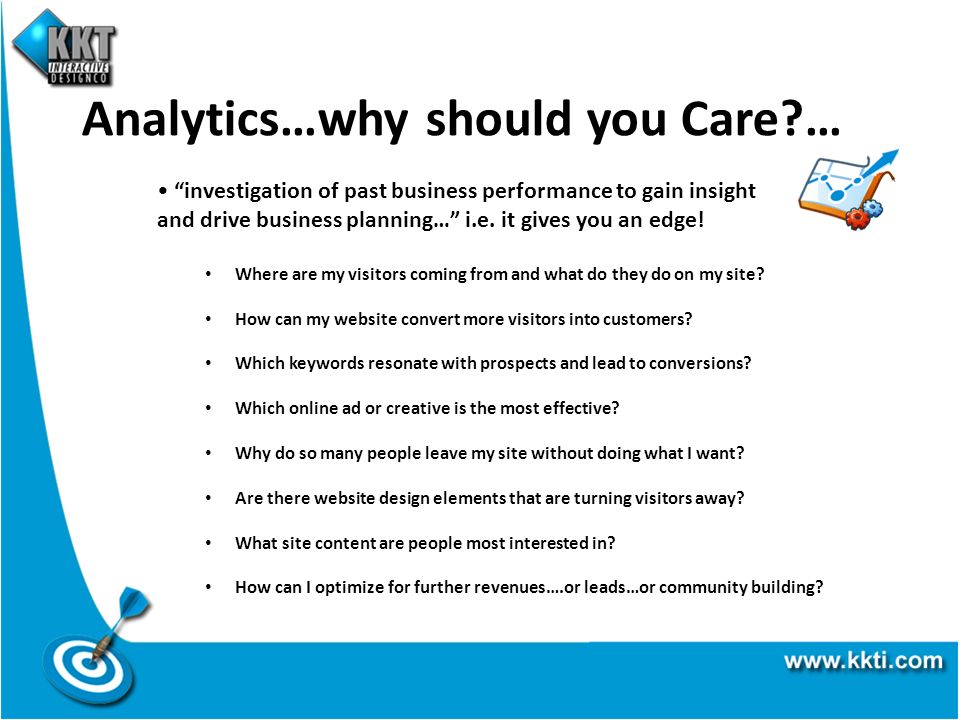 Analytics…why should you Care … investigation of past business performance to gain insight and drive business planning… i.e.