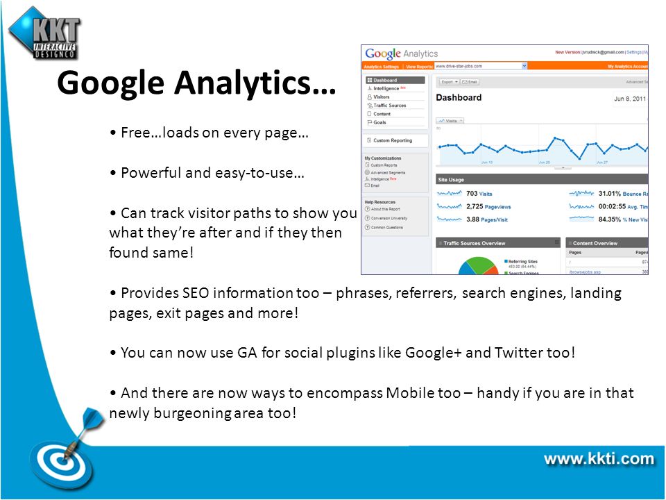 Google Analytics… Free…loads on every page… Powerful and easy-to-use… Can track visitor paths to show you what theyre after and if they then found same.