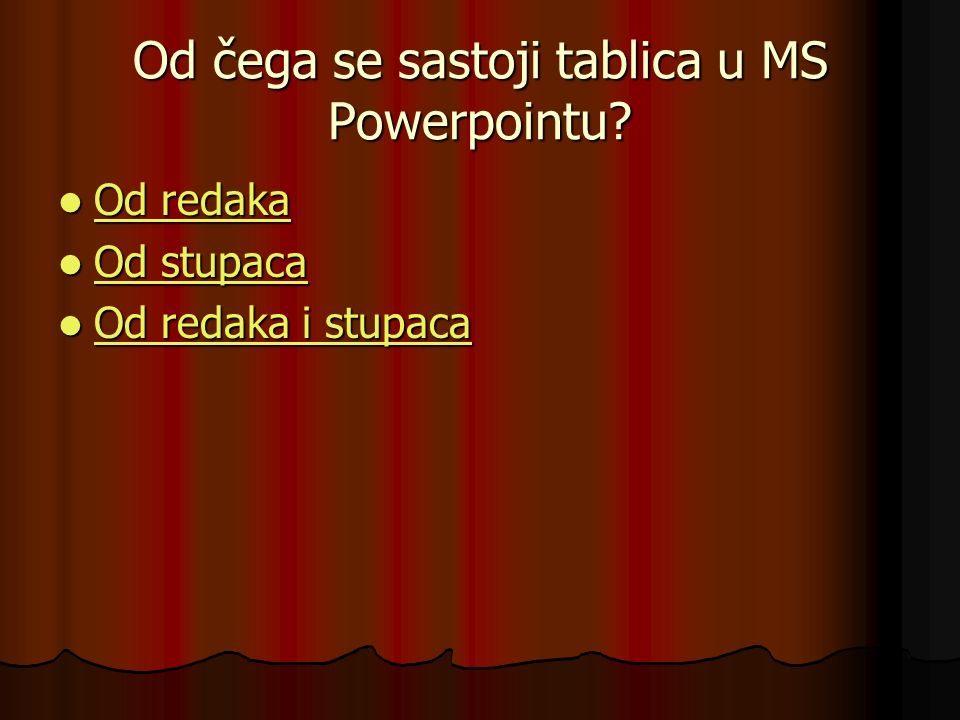 Od čega se sastoji tablica u MS Powerpointu.