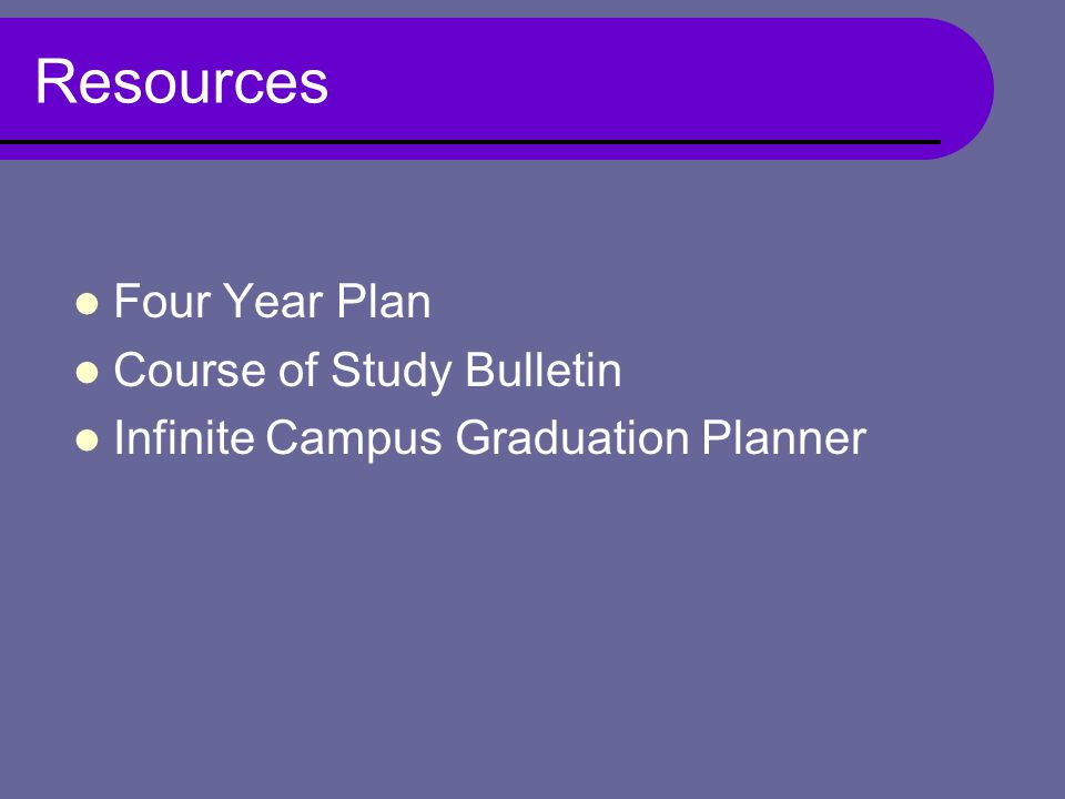 Resources Four Year Plan Course of Study Bulletin Infinite Campus Graduation Planner