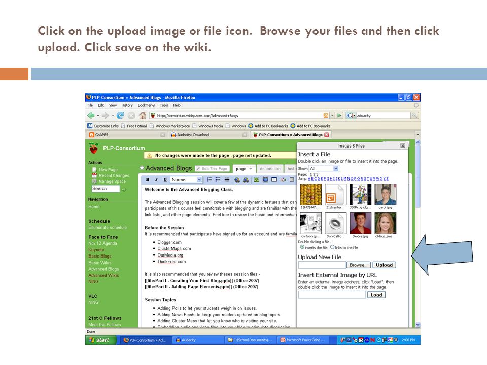 Click on the upload image or file icon. Browse your files and then click upload.