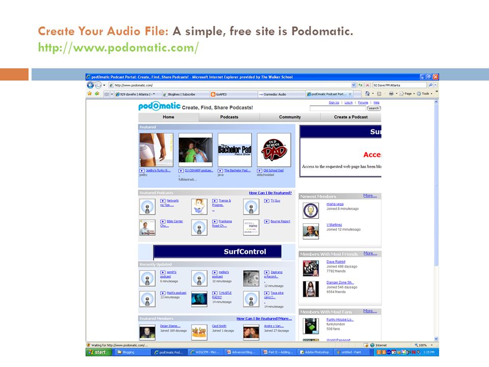 Create Your Audio File: A simple, free site is Podomatic.