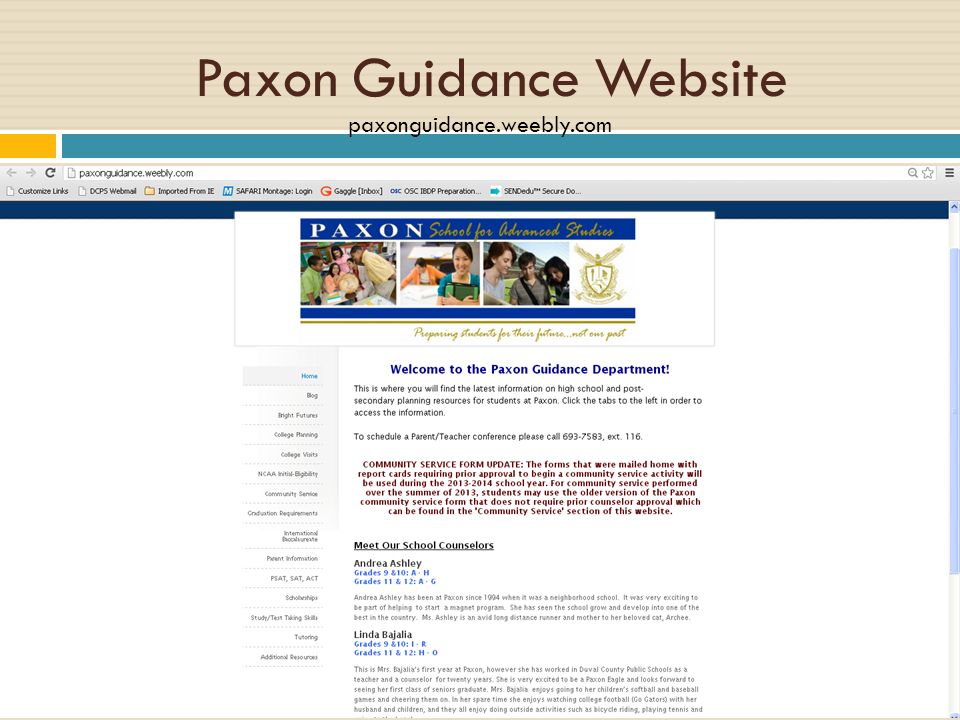 Paxon Guidance Website paxonguidance.weebly.com