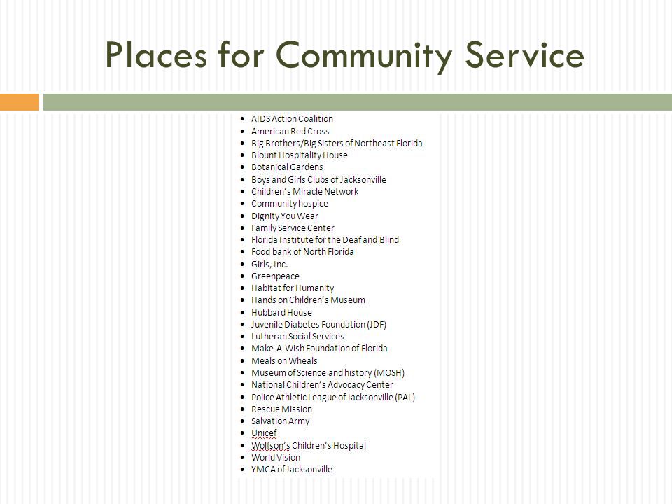 Places for Community Service