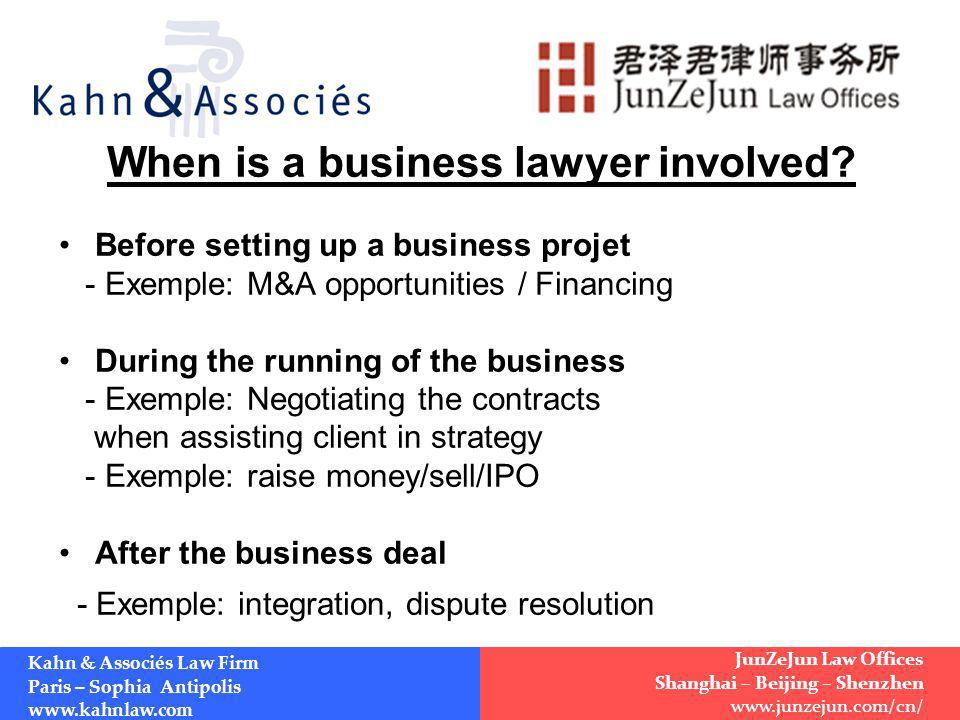 When is a business lawyer involved.