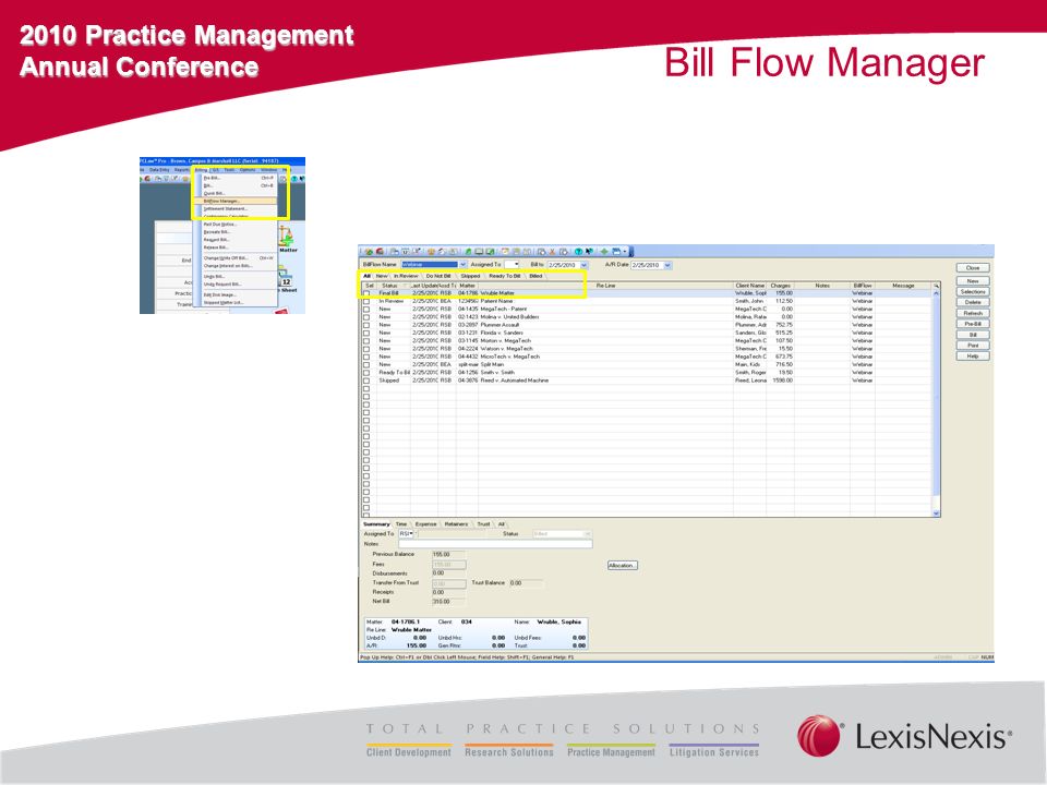 2010 Practice Management Annual Conference Bill Flow Manager