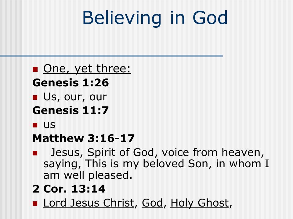 Believing in God The only God Deut.