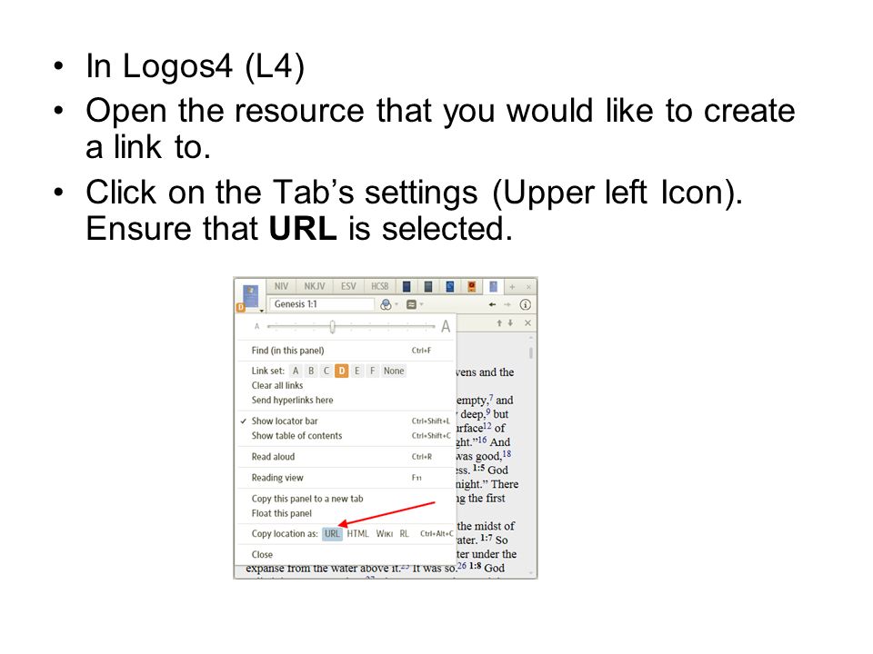 In Logos4 (L4) Open the resource that you would like to create a link to.