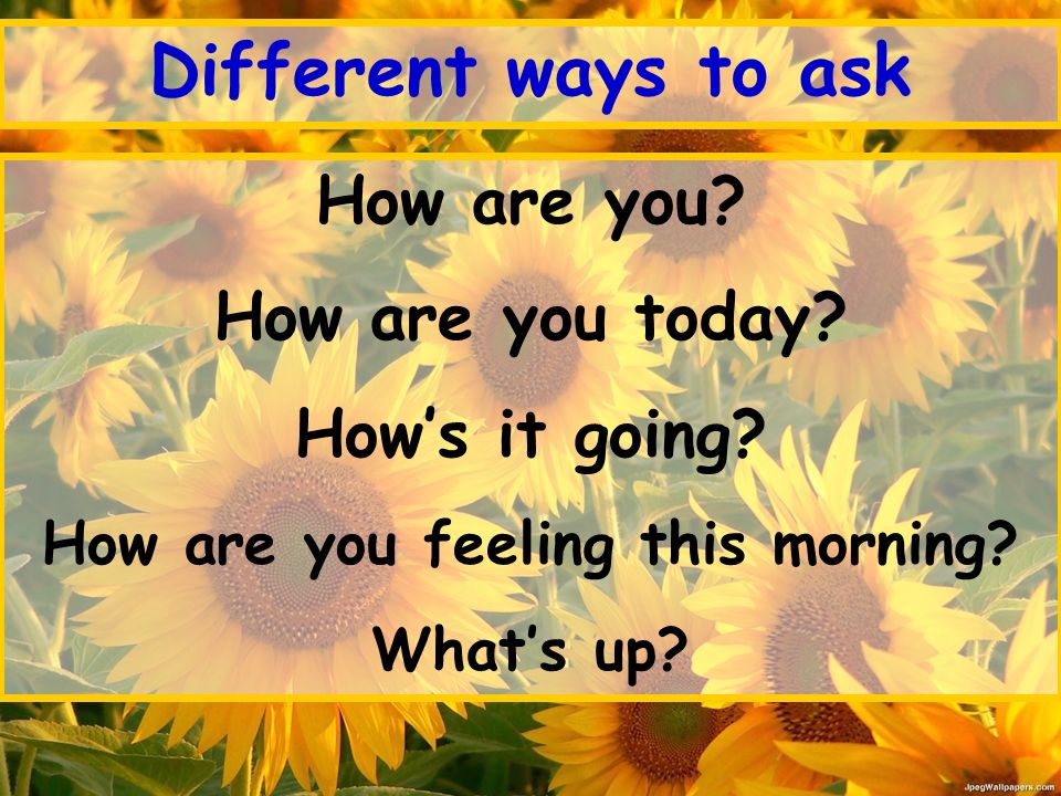 Different ways to ask How are you. How are you today.