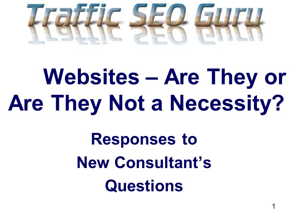 1 Websites – Are They or Are They Not a Necessity Responses to New Consultants Questions