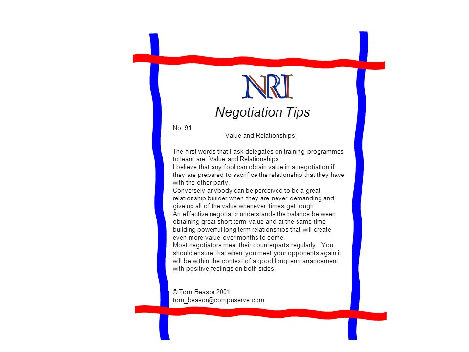 Negotiation Tips No.