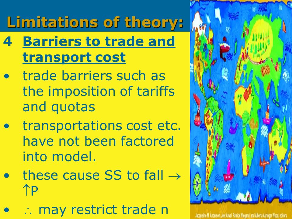 Limitations of theory: 4Barriers to trade and transport cost trade barriers such as the imposition of tariffs and quotas transportations cost etc.