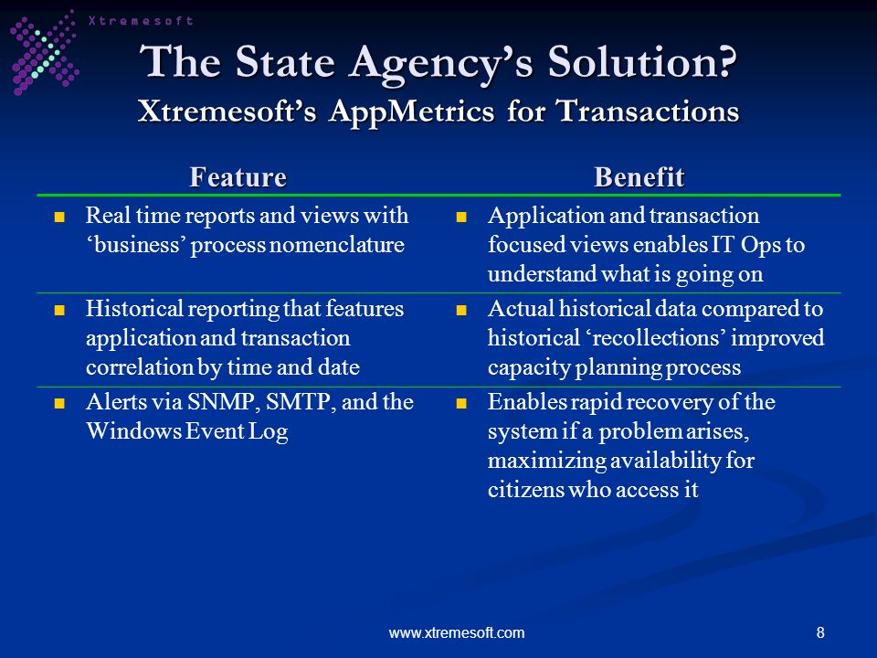 8www.xtremesoft.com The State Agencys Solution.