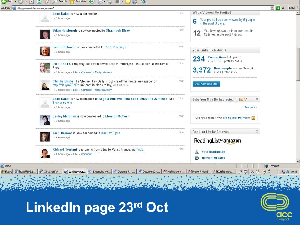 LinkedIn page 23 rd Oct